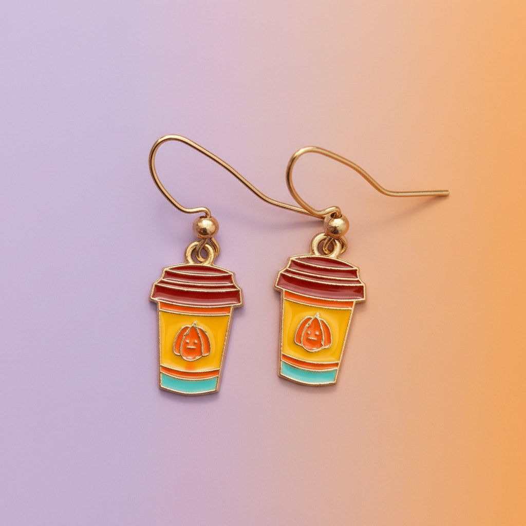 Fall earrings, cozy drinks