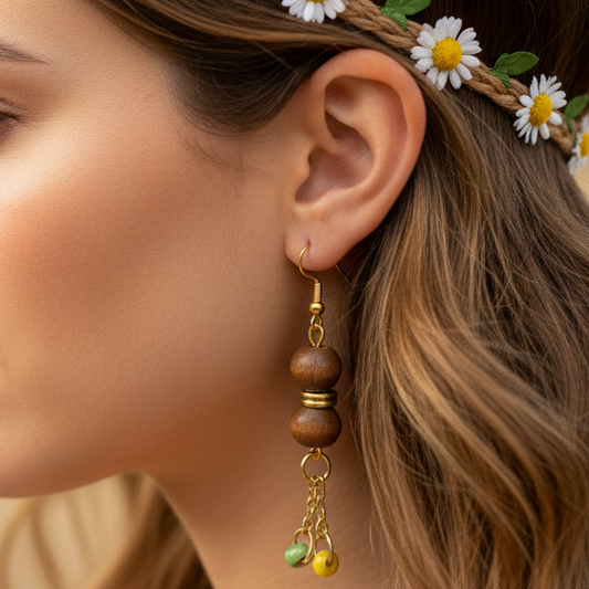 Wooden  Earrings, fall vibes