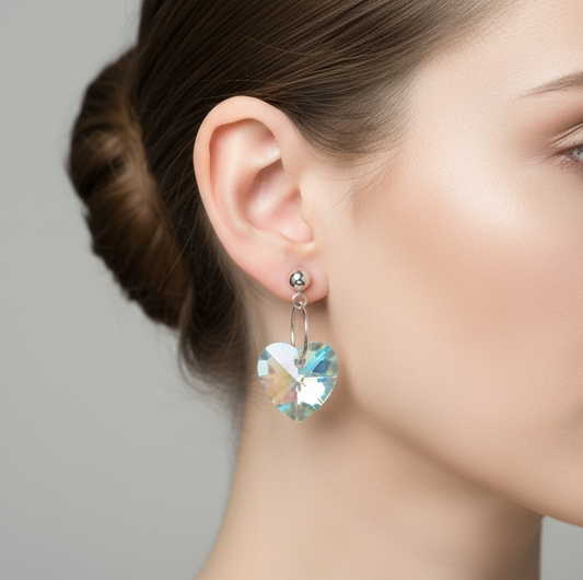 Heart earrings, prismatic, studs