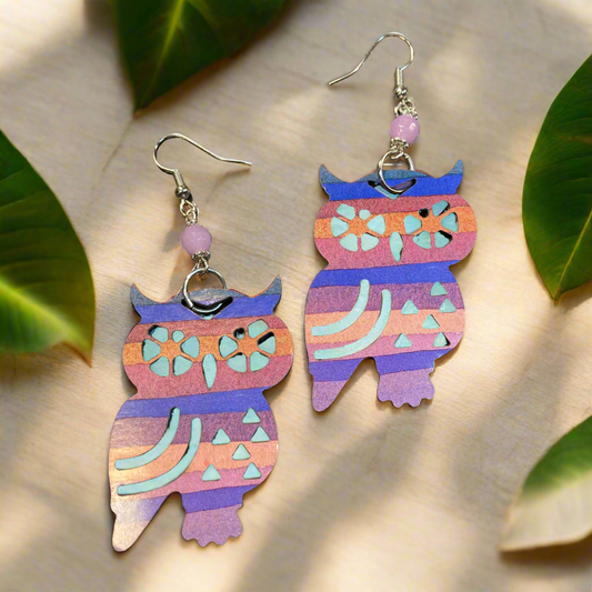 Purple Owls Earrings