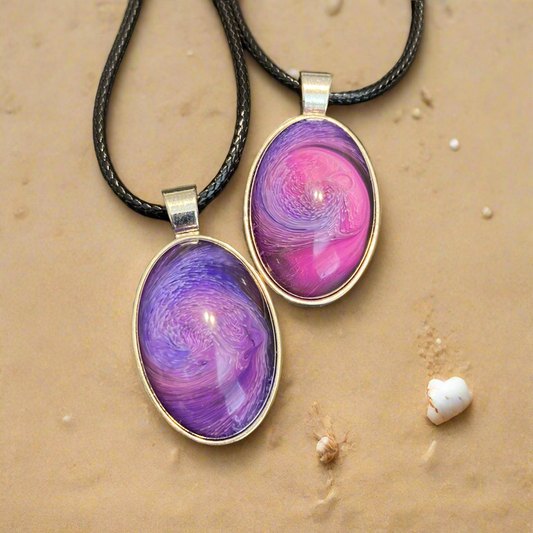 Galaxy Necklaces, purple, small oval