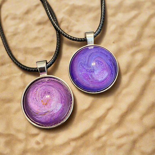 Galaxy Necklaces, small round, pink/purple