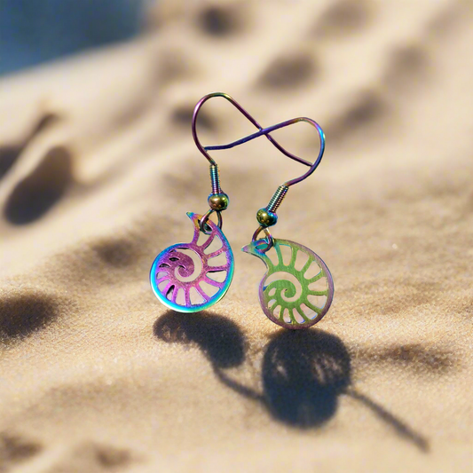 Iridescent Ammonite Earrings