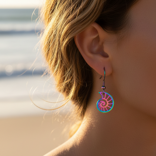 Iridescent Ammonite Earrings