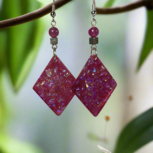 Pink Diamond Shaped Earrings