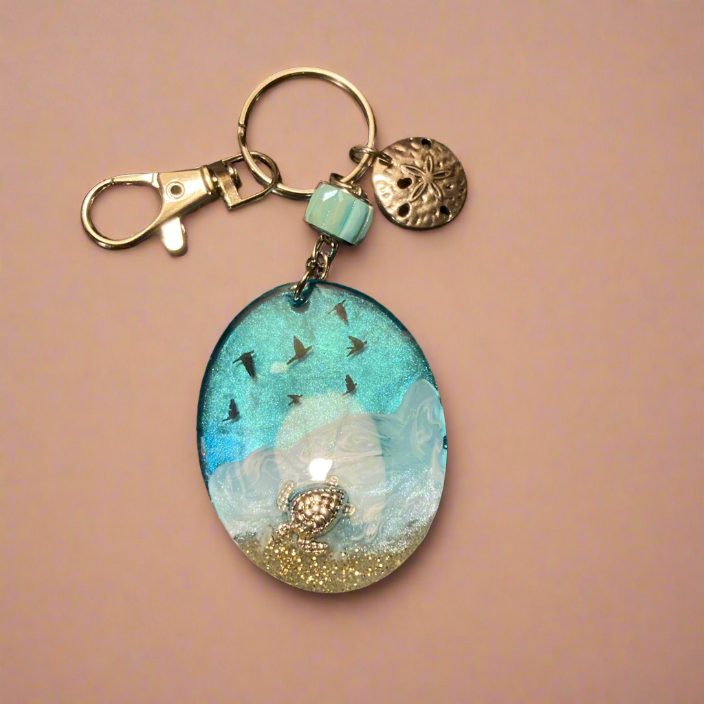 Keychain, bag charm, ocean, sea turtles