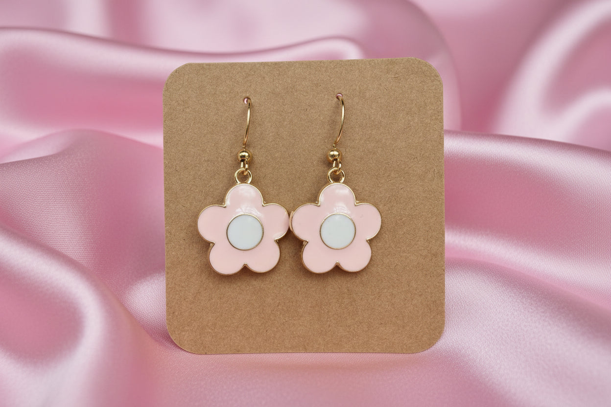 Pink Flowers Charm Earrings