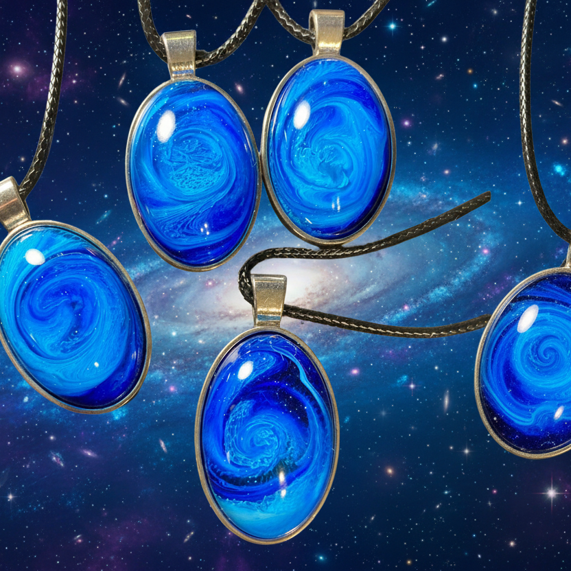 Elemental Harmony Necklace, oval, blue, Water Element