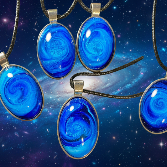 Elemental Harmony Necklace, oval, blue, Water Element