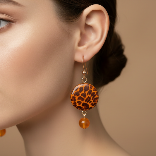 Leopard print dangle earrings