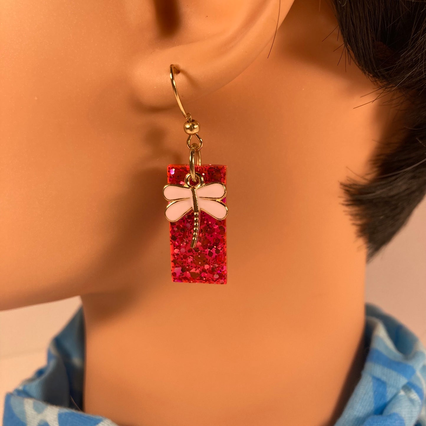 Pink Dragonfly Earrings