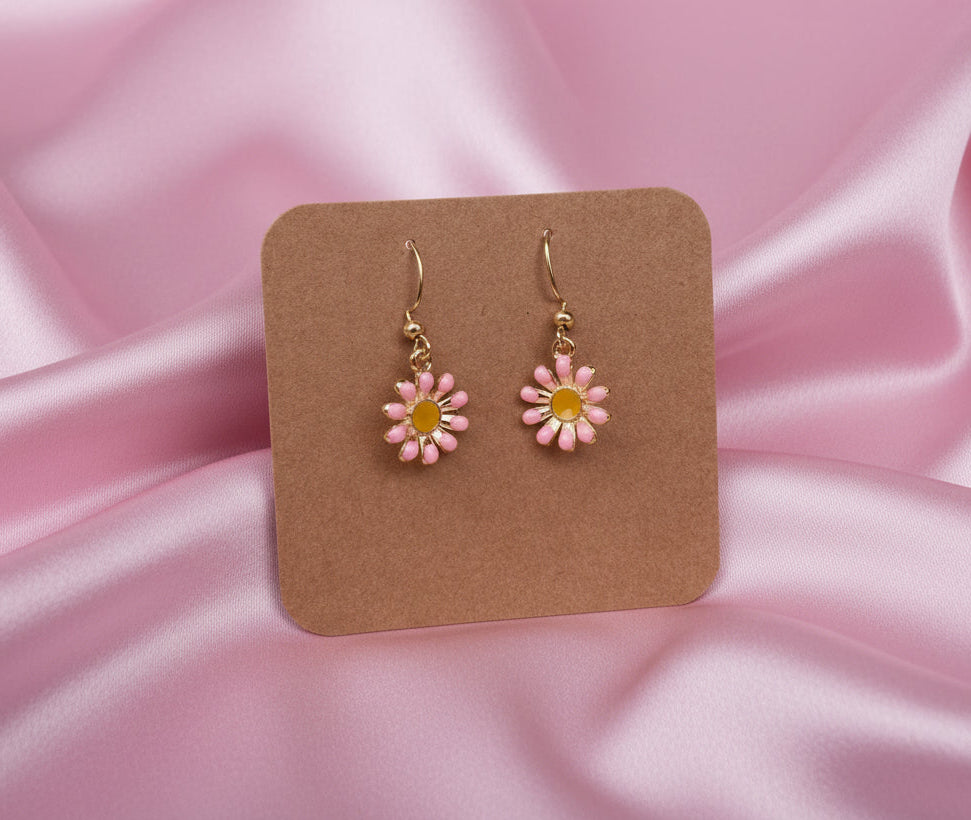 Pink Flowers Charm Earrings