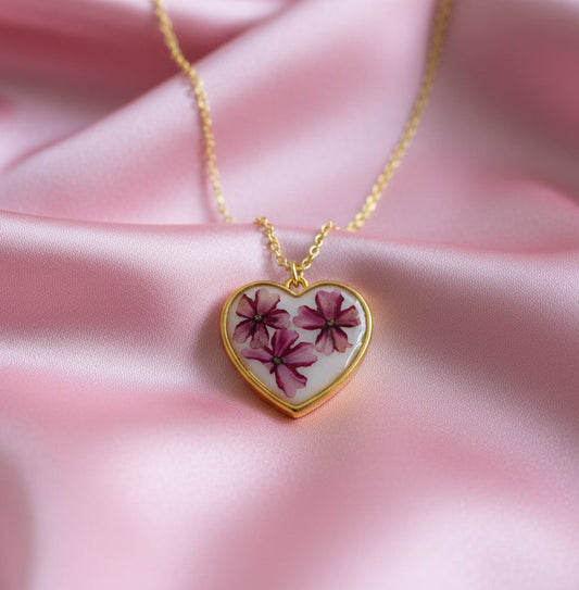 Real Flowers Heart Pendants