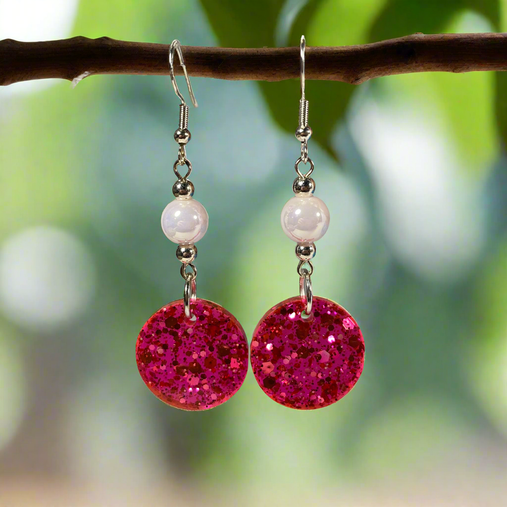 Round pink earrings