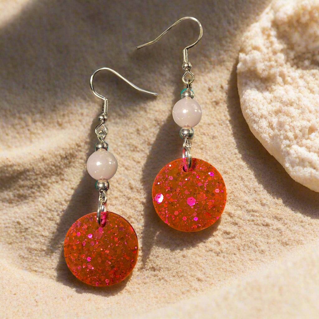 Round pink earrings