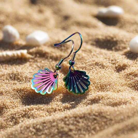 Iridescent Clam Earrings