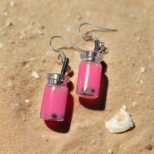 Strawberry Boba Tea Earrings