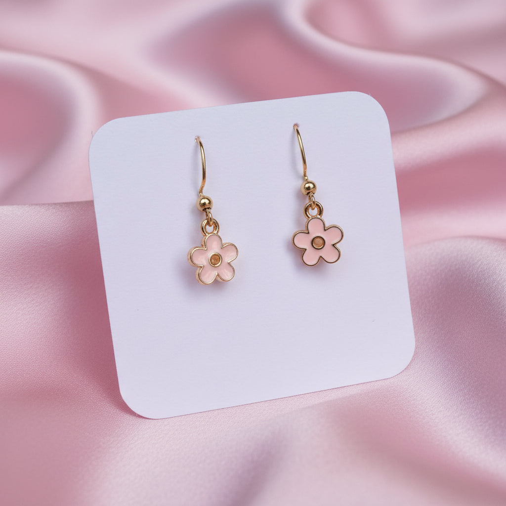 Pink Flowers Charm Earrings