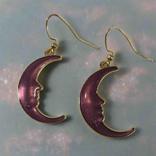 Purple Moon Earrings