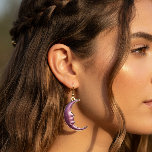 Moon Earrings, purple