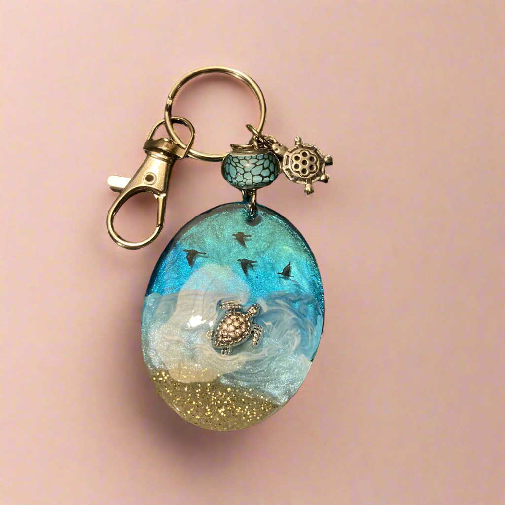 Keychain, bag charm, ocean, sea turtles