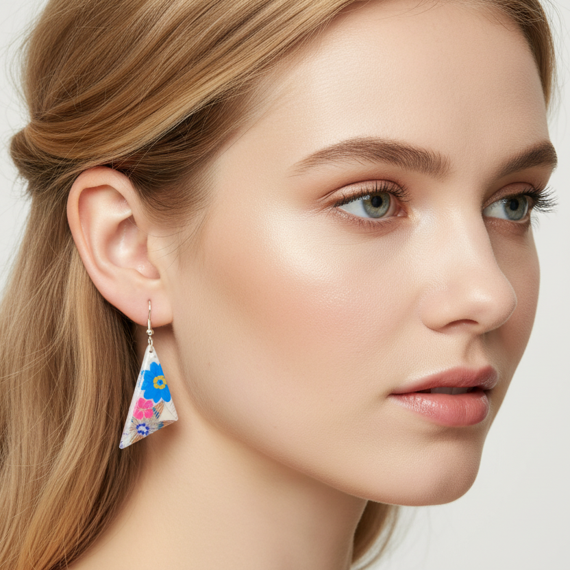 Floral drop earrings, tropical white