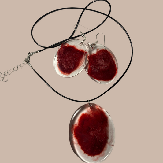 Blood slides earrings and necklace