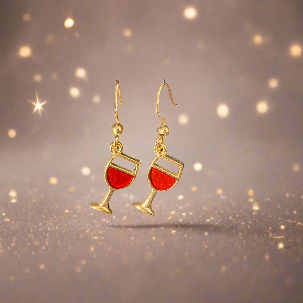 Party Earrings, wine glasses