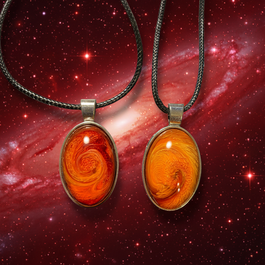 Elemental Harmony Necklace, oval, red,  Fire Element
