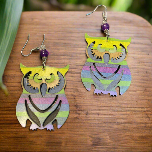 Green Owls Earrings