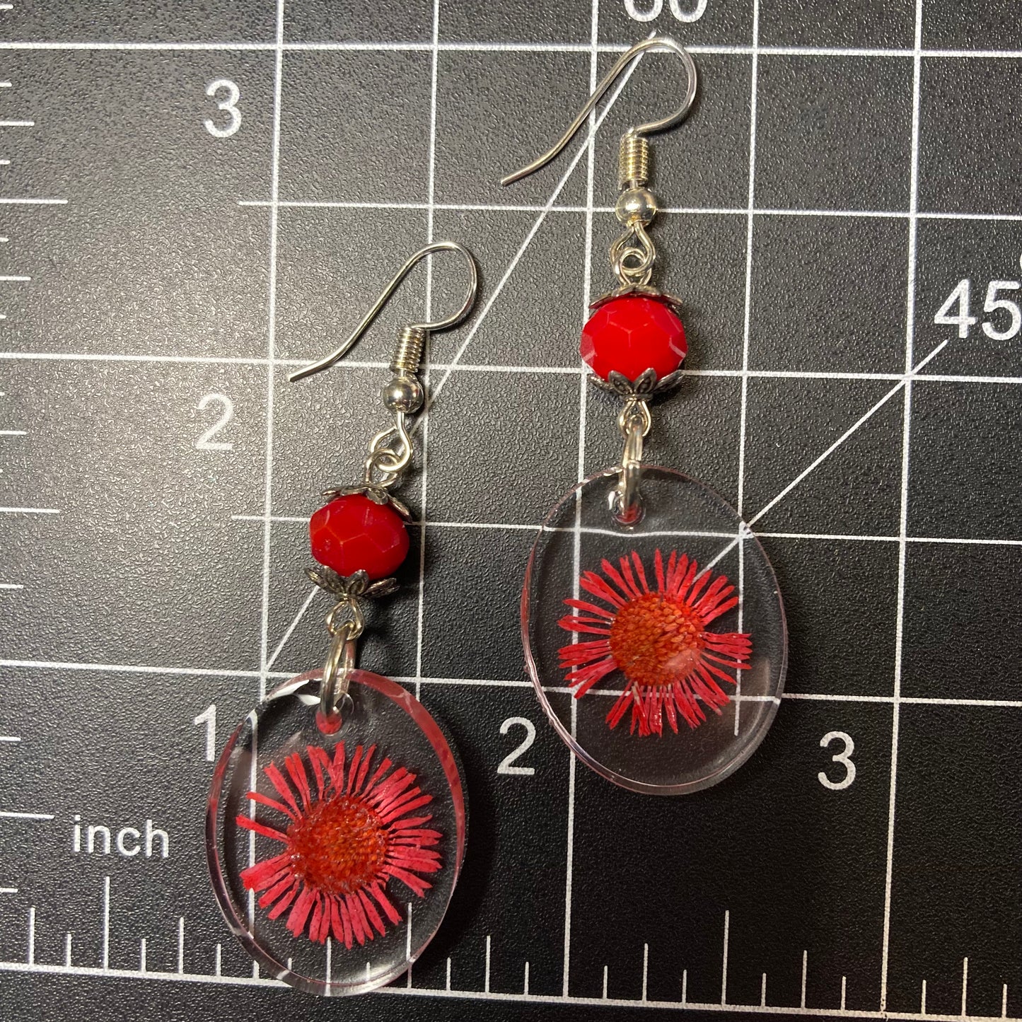 Red flowers earrings