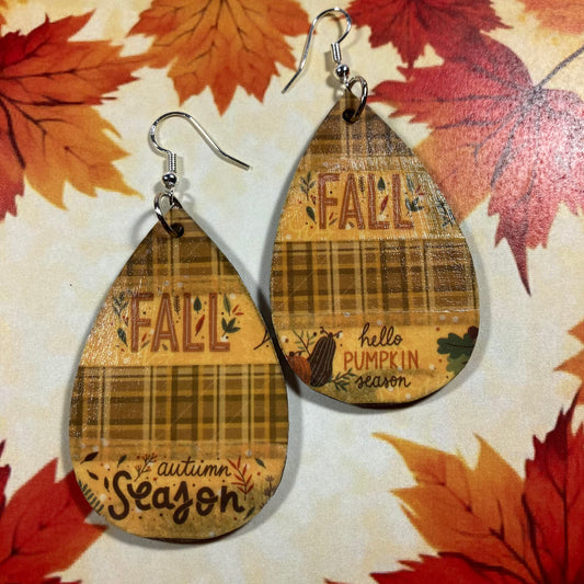 Fall wooden earrings