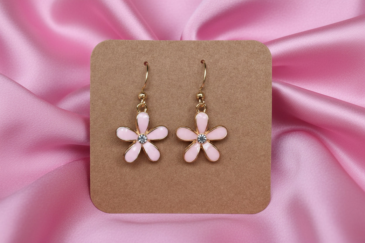 Pink Flowers Charm Earrings