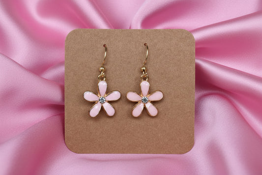Pink Flowers Charm Earrings
