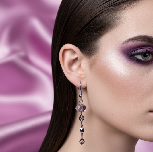 Dark Silver Earrings with Crystal