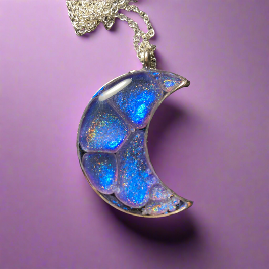 Moon pendant, blue