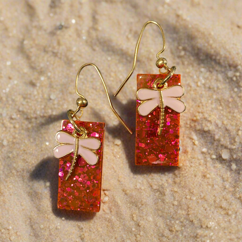 Pink Dragonfly Earrings