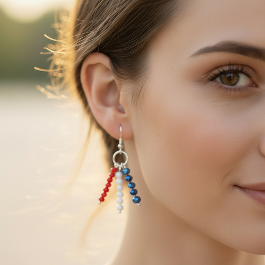 Red White and Blue dangle earrings