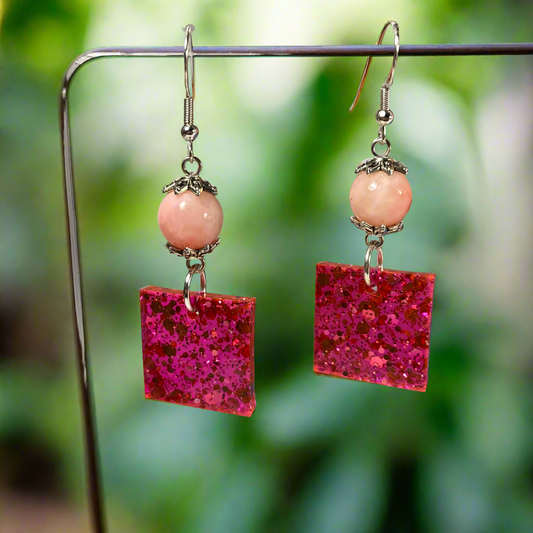 Square pink Earrings