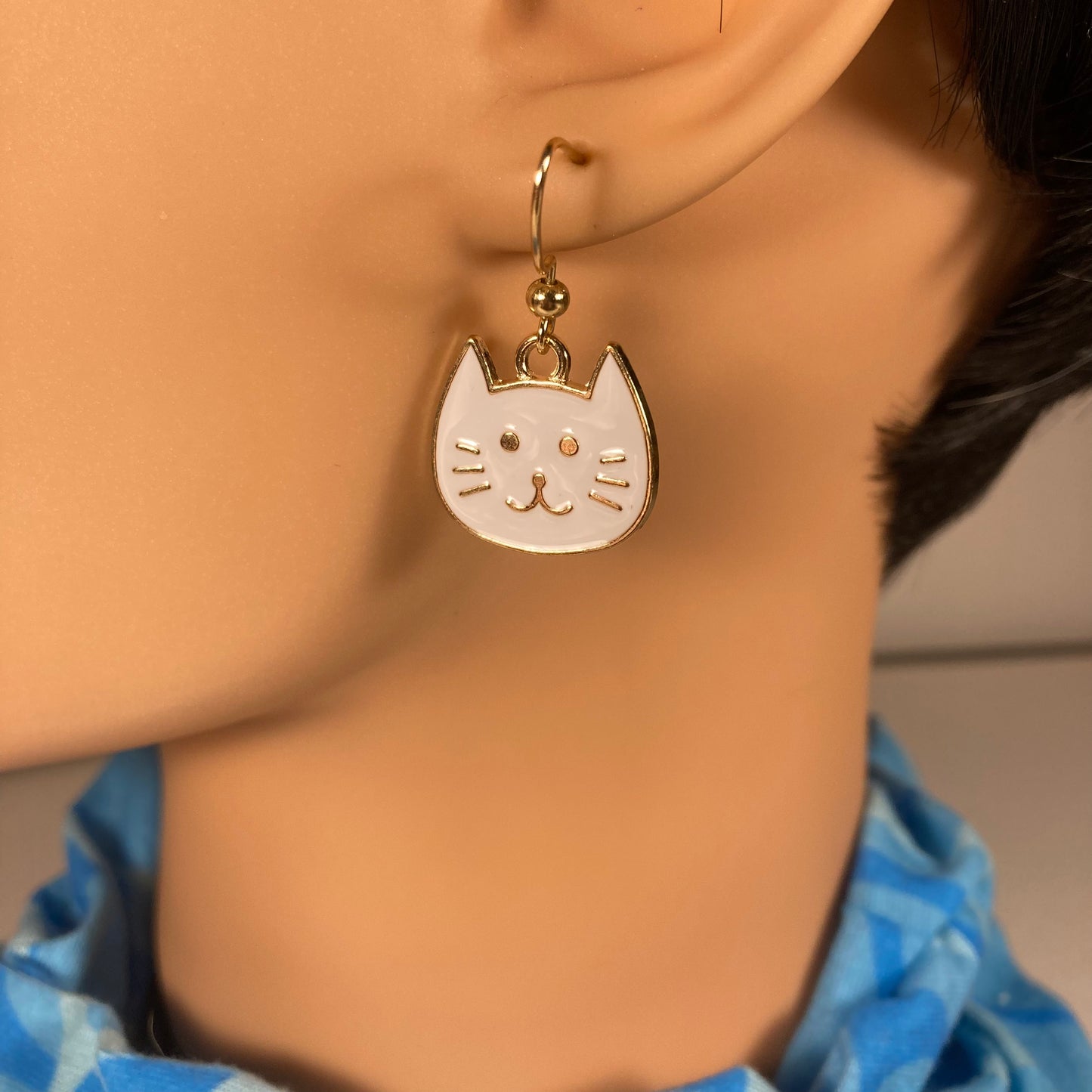 White Cat Earrings