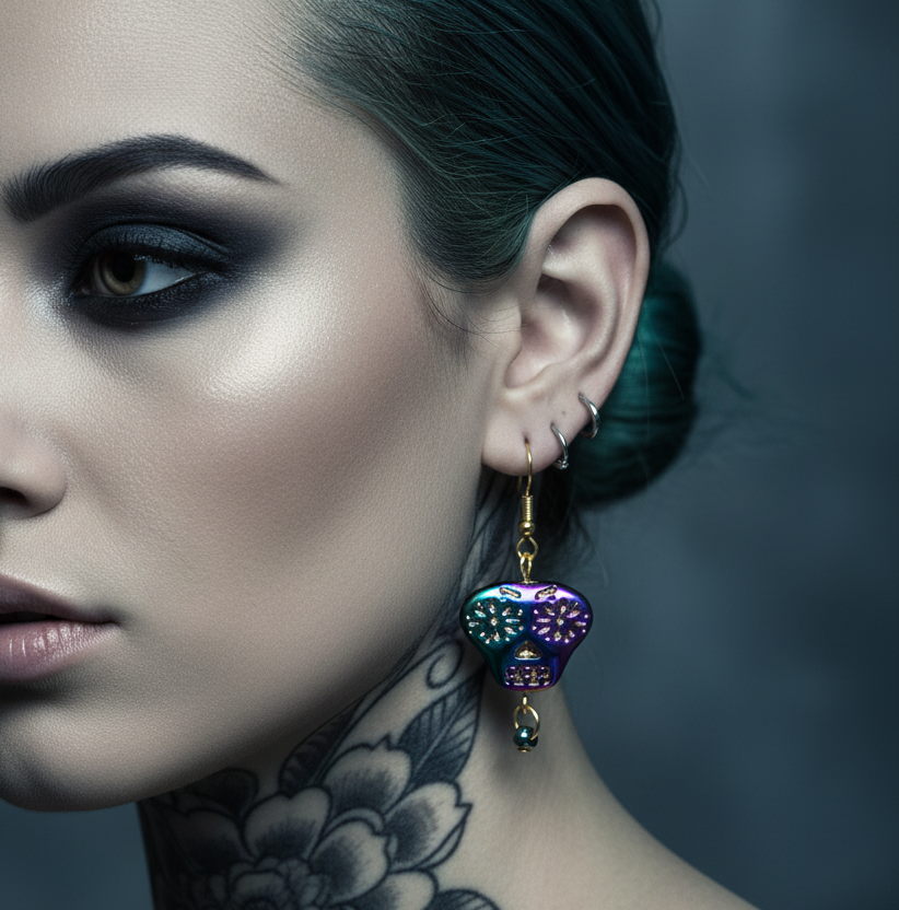 Skull Earrings, iridescent