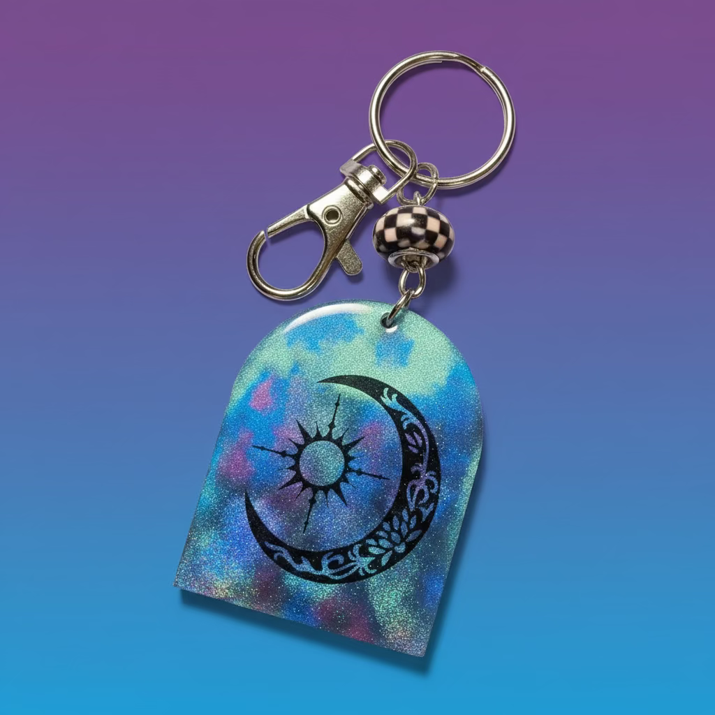 Bag charm, keychain, sun & moon