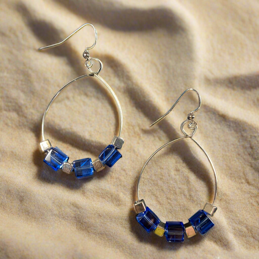 Blue Glass Drop Earrings