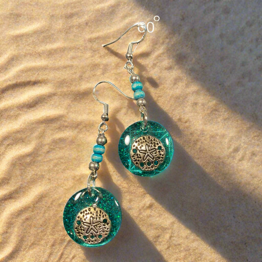 Blue Sand Dollar Earrings