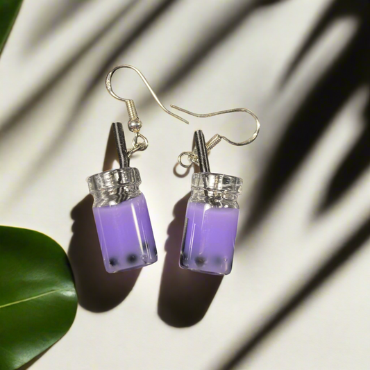 Blueberry Boba Tea Earrings