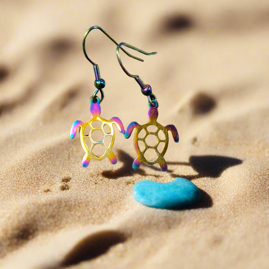 Iridescent Turtles Earrings