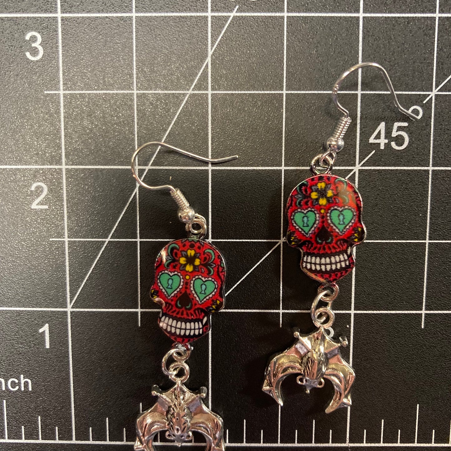 Sugar Skull Earrings & bat (s2)