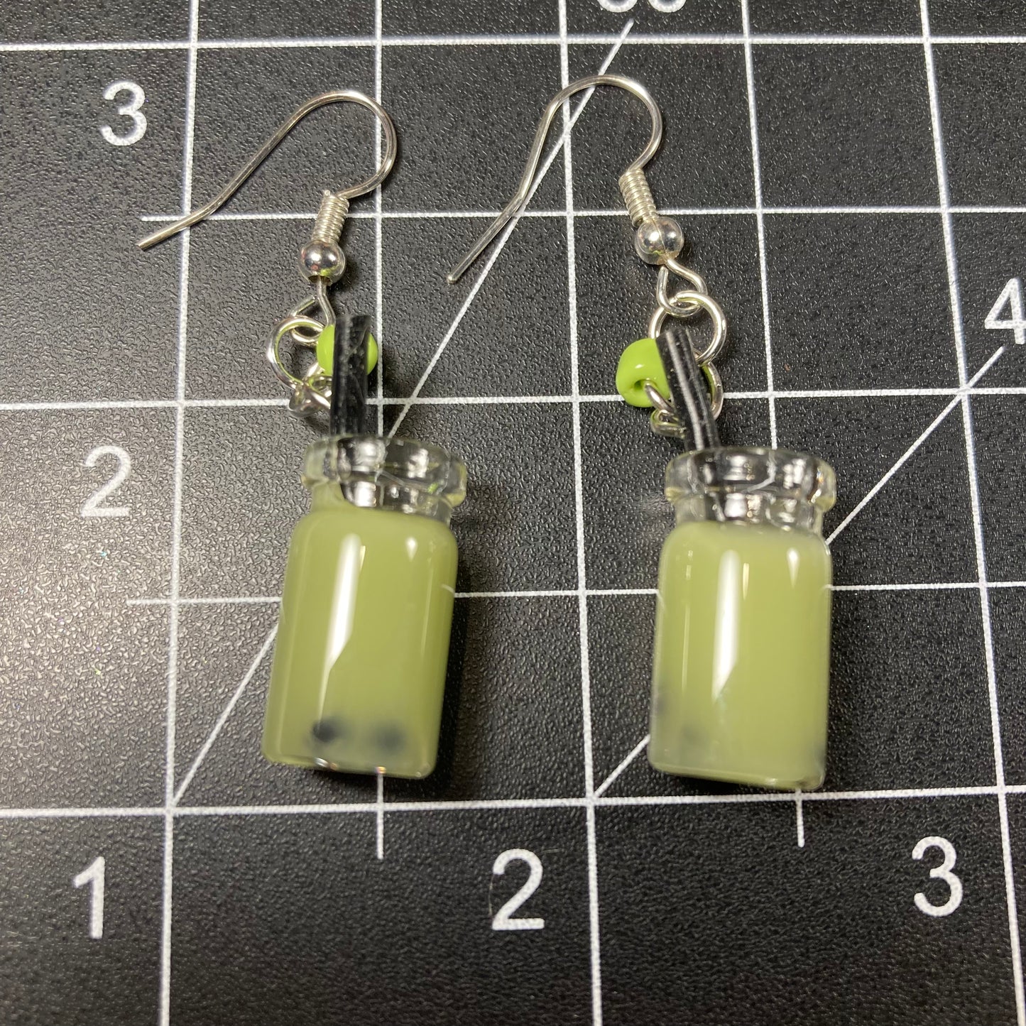 Matcha Green Boba Tea Earrings