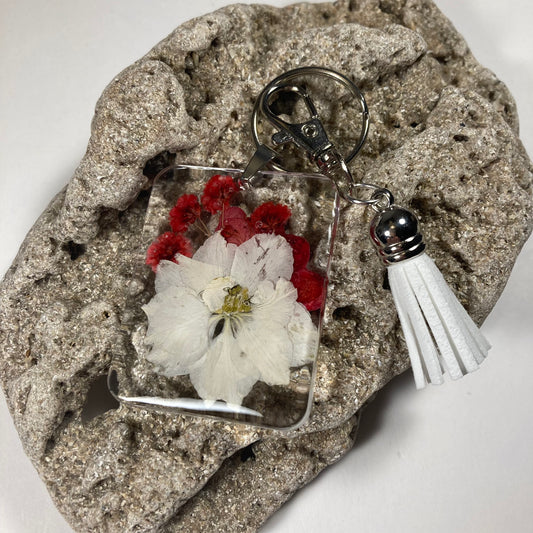 Red and White Bouquet Keyring