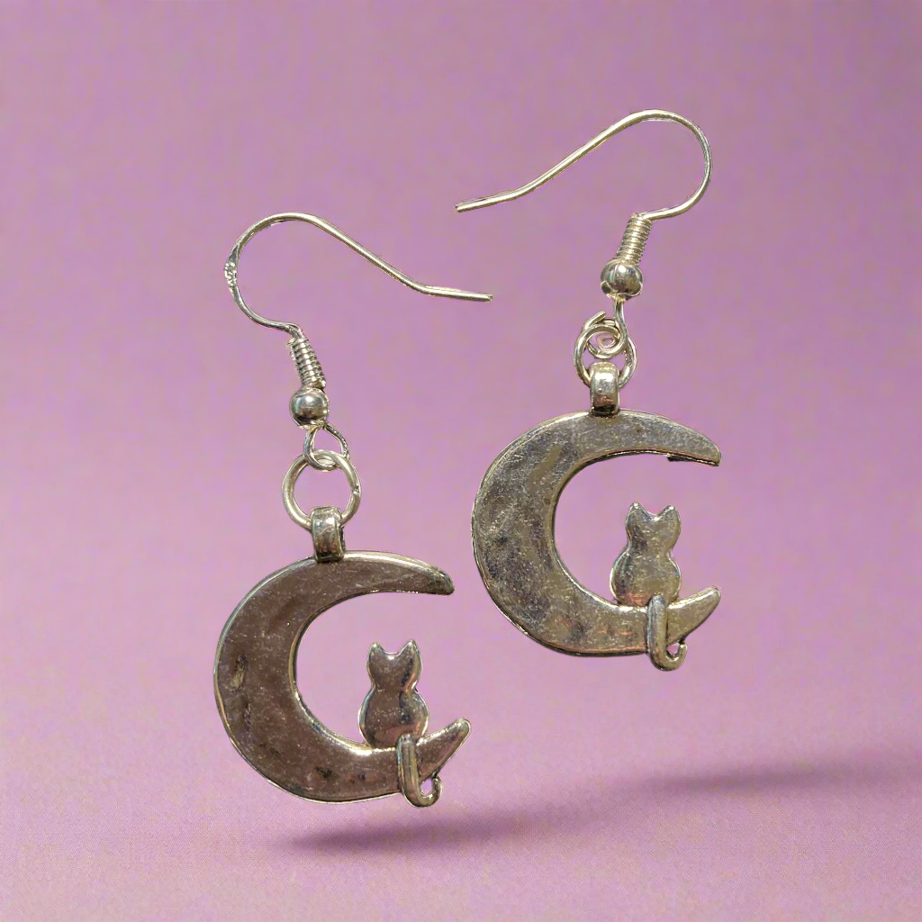 Cat on the Moon Earrings